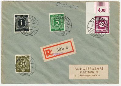 SBZ Ostsachsen PMT Nr 50G BRIEF MIF ECKE-OLI X7E631E