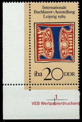 DDR 1989 Nr 3245 postfrisch ECKE-ULI X0E3D86