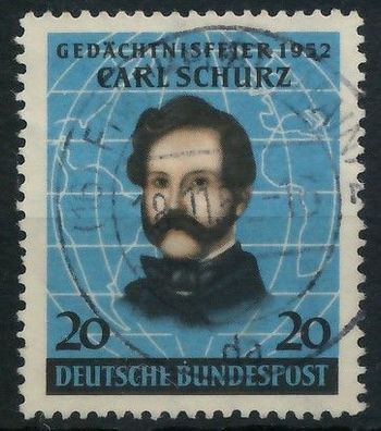 BRD BUND 1952 Nr 155 zentrisch gestempelt XB019CE