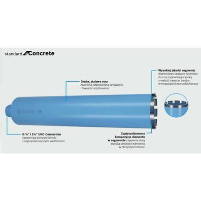 Diamant-Nassbohrkrone Standard for Concrete, Ã #152; 132mm, Bohrer (1.1/4" UNC)