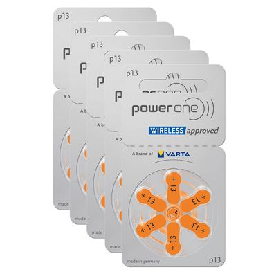 5x Varta Power One Hörgerätebatterien P13 Orange PowerOne PR48 6er Blister