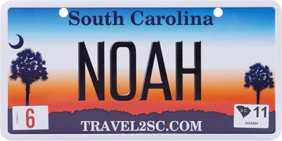USA Kennzeichen mit Namen, Blechschild, NOAH , SOUTH Carolina , (77)