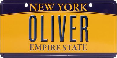 USA Kennzeichen mit Namen, Blechschild, OLIVER , NEW YORK , (79)