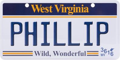 USA Kennzeichen mit Namen, Blechschild, Philipp , WEST Virginia , (84)