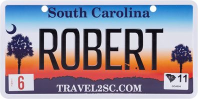 USA Kennzeichen mit Namen, Blechschild, ROBERT , SOUTH Carolina , (86)