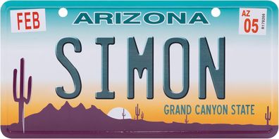 USA Kennzeichen mit Namen, Blechschild, SIMON , Arizona , (90)