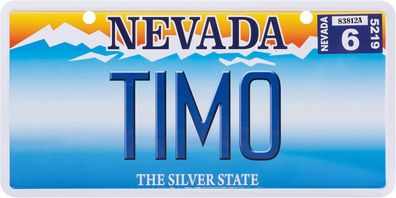 USA Kennzeichen mit Namen, Blechschild, TIMO , NEVADA , (96)