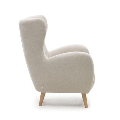 Sessel Patio 86 x 86 x 104 cm Chenille und Buche Beige Stuhl Sitzgelegenheit