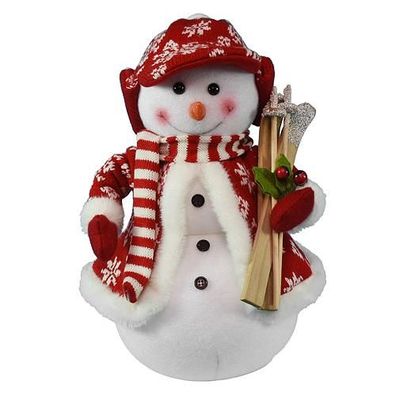 Dekoration MagicHome Weihnachten, Schneemann mit Skiern, 30 cm