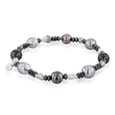 Luna-Pearls - 104.0589 - Armband - Damen - Tahiti-Zuchtperle 7-9mm Hämatit