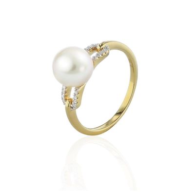 Luna Creation - 005.1120 - Ring - Damen - 585GG - mit Diamant und SW-Zuchtperle