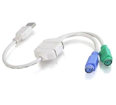 USB Stecker auf 2 PS/2 PS2 Buchsen PC Tastatur Maus Adapter Verteiler Kabel