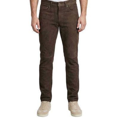 MADDOX - Herren Lederhose Kuhleder Nubukleder braun
