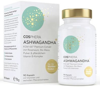 Cosphera Ashwagandha Kapseln 500 mg vegan – 90 Kapseln, 76g Dose