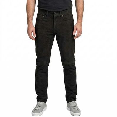 MADDOX - Herren Lederhose Kuhleder Nubukleder schwarz