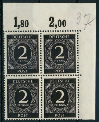 Kontrollrat Ziffern Nr 912a P OR ndgz postfrisch VIERER X820766