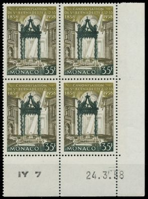 MONACO 1958 Nr 598 postfrisch Viererblock ECKE-URE X3BA752