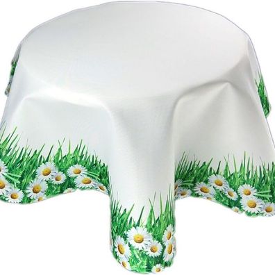 Sommer Gänseblümchen Weiß Tischdecke Stoff Rund Groß Tischwäsche Tafeltuch Garten