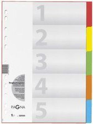 PAGNA 32000-20 Karton-Register, DIN A4, 5-teilig, 5-farbig