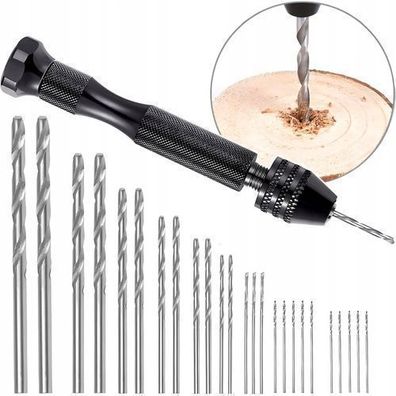 Rosfix Mini Handbohrmaschine Set – 25 HSS-Bohrer 0,5–3 mm | DIY Holz Plastik