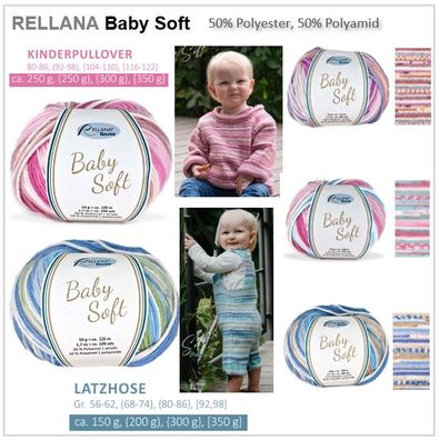 50g Rellana Baby Soft - Farbverlaufsgarn Wolle Stricken Häkel Baby Kinder