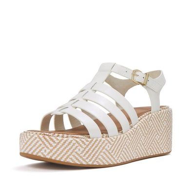 FitFlop Damen Sandalen Platfforms Graphic-Weave Leather Fisherman Sandals A5M