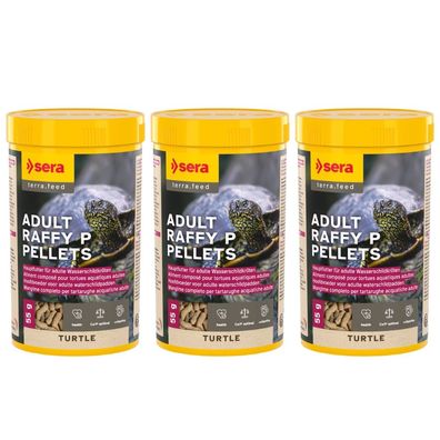 3x Sera Turtle Adult Raffy P Pellets 250ml - Hauptfutter für Wasserschildkröten