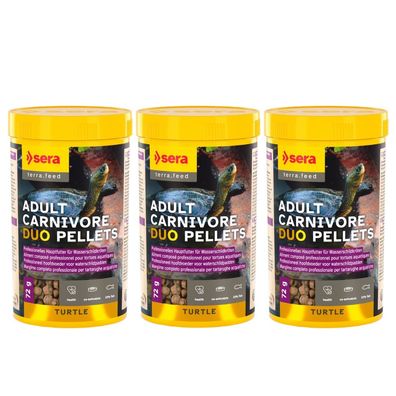 3x Sera Turtle Adult Carnivore Duo Pellets 250ml / 72g Wasserschildkröten Reptil