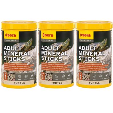 3x Sera Turtle Adult Mineral Sticks 1000ml 220g Zusatzfutter Wasserschildkröten