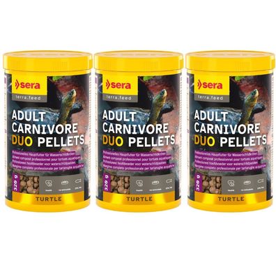 3x Sera Turtle Adult Carnivore Duo Pellets Wasserschildkröten Reptil 1000ml 320g