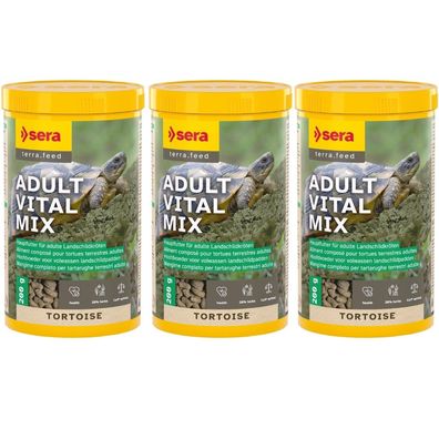 3x Sera Tortoise Adult Vital Mix - Hauptfutter für Landschildkröten 1000ml 200g