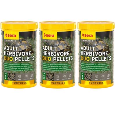 3x Sera Tortoise Adult Herbivore Duo Pellets Landschildkröten Reptil 1000ml 330g