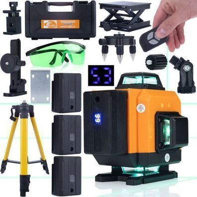 Rosfix Set Laser-Wasserwaage ROT16L – 16 Linien, IP54, 3500mAh Akku