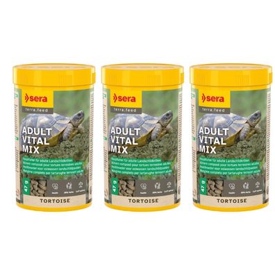 3x Sera Tortoise Adult Vital Mix 250ml - Hauptfutter für adulte Landschildkröten