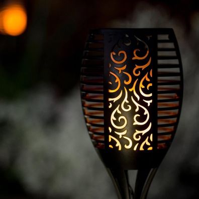 LED Solarleuchte Flammenfackel imitiert Feuer Dämmerungssensor 76cm außen 33255