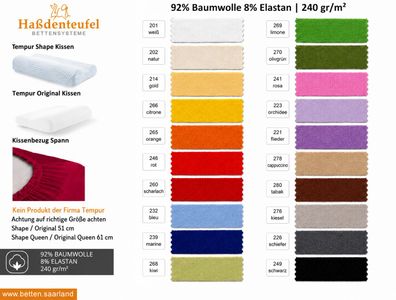 Kissenbezug passend für TEMPUR Shape Original S M L XL - Spannbezug