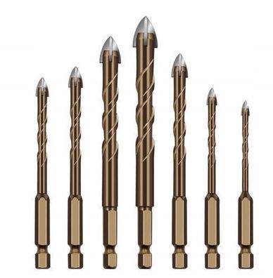 Rosfix Spiralbohrer Set Glas/Keramik 3–12 mm – Hartmetall | HEX 1/4"