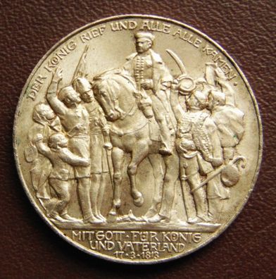 Preussen. 3 Mark 1913, Jahrhundertfeier der Befreiungskriege