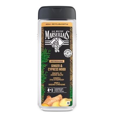 Le Petit Marseillais Duschgel 4in1 für Männer, Ingwer & Zypressenholz, 400ml