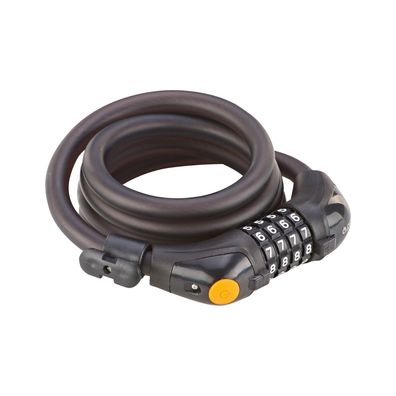 Prophete Spiralkabelschloss Zahlenschloss 150 cm Fahrradschloss 4-stellig mit LED