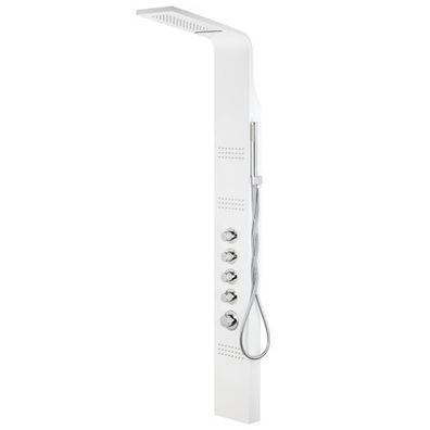Duschpaneel Edelstahl Kaskada Massage Wasserfall Thermostatisch in Weiß Massagedusche
