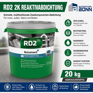 Botament RD 2 Reaktivabdichtung 20 kg Bauwerksabdichtung Abdichtung Dickbeschichtung