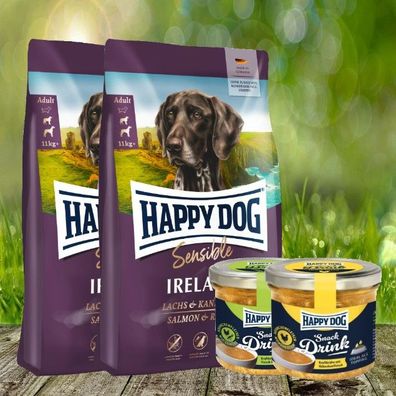 Happy Dog Supreme Sensible Ireland 2 x 12,5 kg + 2 Happy Dog Snack Drinks