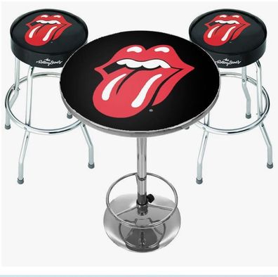 Rolling Stones Logo - Bar Set: 2 x Barhocker + 1 x Stehtisch