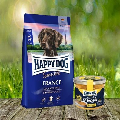 Happy Dog Sensible France 11 kg + Happy Dog Snack Drink mit Hähnchenfleisch
