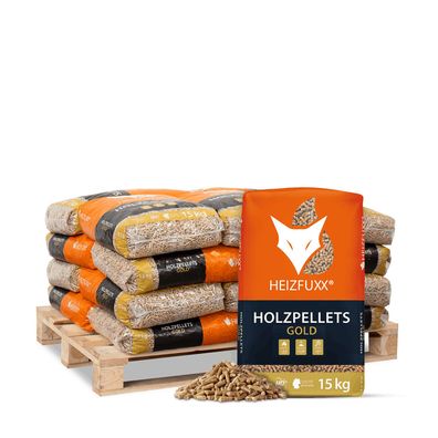 Heizfuxx Gold HD-Qualität ENplus A1 Holzpellets Nadelholz 15kg x 20 Sack 300kg Palett