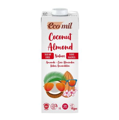 3x EcoMil EcoMil Bio Kokos-Mandeldrink Zuckerfrei (Zuckergehalt<0,3 g pro 100g) 1l