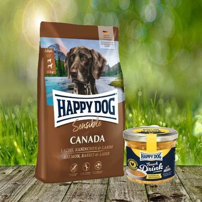 Happy Dog Sensible Canada 11 kg + Happy Dog Snack Drink mit Hähnchenfleisch