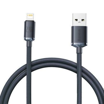 Baseus Crystal Shine Schnellladekabel USB-A zu Lightning 2,4A, 1,2m, Schwarz