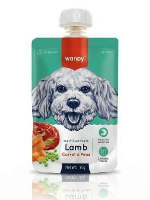 WANPY für Hunde – Pastete mit Lamm, Möhren und Erbsen, 90 g